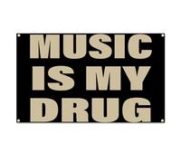 ShaHxczkzsL Music is my drug, interesting banners, dormitory home wall banners, outdoor activity atmosphere, tapestry decorations 300cmx200cm