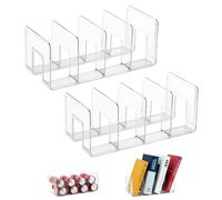 SHAIDOJIO 2PCS Clear Acrylic Magazine File Holder, Multifunctional Desktop File Organiser-32cm, 4 Slots Thick Book Organiser Office Storage Stand Rack for Document, Handbag Clutch Bag Storage Divider