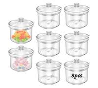 SHAIDOJIO 8PCS Sugar Bowl with Lid, 210ML/7.1OZ, Sugar Pot with Spoon, Clear Seasoning Box Salt Container for Countertop, Sugar Salt Jars Seasoning Jars for Candy Tea Coffee Spices Herb