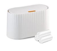 SHAIDOJIO Mini Desk Trash Can Small Desktop Bin with Lid, Slim Desk Top Bin with 90Pcs Trash Bags, Removable Desk Bin, Pop Up Little Trash Can for Coffee Bar Tabletop, Bedroom, Office, Bathroom