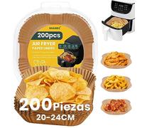 SHAINEZ Air Fryer Paper, 200 Pieces 20 cm, for COSORI Cecotec 5.5-6L, Non-Stick Disposable Parchment Paper for Air Fryer Oven Microwave