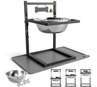 SHAINFUN 203oz Elevated Dog Water Bowl for Large Dogs with Mat, Adjustable Height 10-17.8in, Tall Raised Dog Water Stand