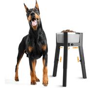 SHAINFUN Adjustable Dog Bowl Stand for Large & Extra Large Breeds, Single Tall Food & Water Holder, Height Adjustable 9.8"-13.4", Width 7"-11", Elevated Dog Bowls (Bowls Not Included)