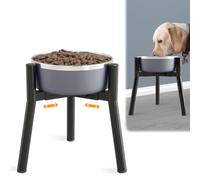 SHAINFUN Dog Bowl Stand for Large Dogs, Adjustable Width Tall Elevated Dog Bowls, 7-10.6" Compatible, Black Metal Single Raised Dog Bowl Holder, 11" Tall (Bowl Not Included)