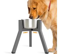 SHAINFUN Elevated Dog Bowl for Large Dogs, Gray Single Raised Dog Bowl Stand with Adjustable Width 7-10.6 Inches, 11" Tall Dog Food Bowl and Water Bowls Stand (Bowl not Included)