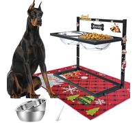 SHAINFUN Elevated Dog Bowls for Large with Mat, Adjustable Height, Tall Dogs Raised Dog Food Water Bowl Stand
