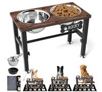SHAINFUN Elevated Dog Bowls with Slow Feeder & Mat for Medium Large Dogs, Adjustable Height, Raised Dog Bowl Stand with 2 Stainless Steel 58oz Bowls, Tall Dogs Food Water Bowl Holder