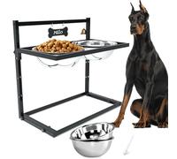 SHAINFUN Elevated Dog Feeder for Large Breeds, Adjustable Height Raised Dog Bowl Stand with 3000ML Stainless Steel Bowls