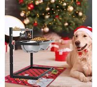 SHAINFUN Elevated Slow Feeder Dog Bowls with Mat for Large Dogs, Adjustable Height, Tall Raside Dog Food Water Bowl Stand