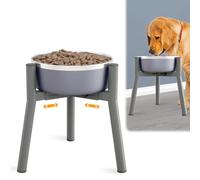 SHAINFUN Grey Metal Dog Stand for Large Dogs, Adjustable Width Tall Elevated Bowls for 7-10.6" Dishes, Food Water Feeder, Raised Holder, 11" Tall (Bowl Not Included)