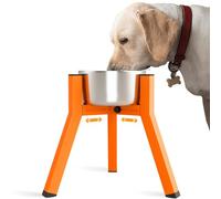 SHAINFUN Orange Dog Bowl Stand, Adjustable Width Tall Elevated for 7-10.6" Bowls, Food Water Feeder, Metal Single Raised Holder, 11" Tall (Bowl Not Included)