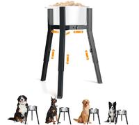 SHAINFUN Raised Dog Bowl Stand, Adjustable Height & Width, Single Elevated Food Water Holder, Bowl Not Included