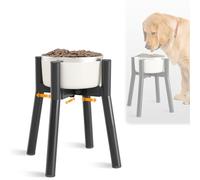 SHAINFUN Raised Dog Bowl Stand for Large Dogs, 2-in-1 Design with Slanted Legs for Stability, Adjustable Width for 7-10.6" Wide Bowls, 13.7" Tall Dog Feeder
