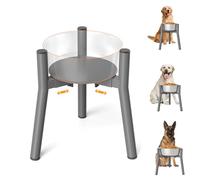 SHAINFUN Raised Dog Bowl Stand for Large Dogs with Tray, Adjustable Width 7 to 10.6", Elevated Tall Food Water Stand,Grey (Bowl Not Included)