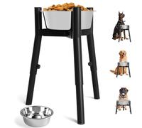 SHAINFUN Raised Dog Bowl Stand with Dog Bowls for Medium & Large & Extra Large Dogs, (61 OZ) Metal Tall Dog Food Stand, Adjustable Wide 7-10.7" Heights 9.8-13.4"(with Dog Bowl)