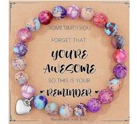 shaingle Natural Stone Healing Crystal Bracelets, Funny Gift for Teacher End of the Year, Natural Stone Best Bracelet Gift for Women Teen Girls (E)