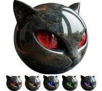 SHAIRMB Black Cat Head Statue Resin, Luxury Black Cat Stone Sculpture, Sculpted Healing Figurine, Elegant Cat Art Piece Ready To Give As A Gift for Cat Lovers,Red,1pcs