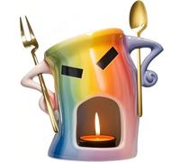 SHAIRMB Chocolate Fondue Mug, Sweet Fondue Cup Set with 1 Forks & 1 Scoop, Cheese, Candy Mini Ceramic Fondue Mugs Gift Set, for Gifts, Parties, Cozy Nights,colorful