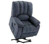 SHAIRMB Electric Power Lift Recliner Chair Sofa, Overstuffed Fabric Reclining with Massage and Heat for Elderly, 2 Side Pockets USB Ports, Single Recliner Chairs, for Living Room,Grey