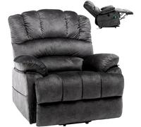 SHAIRMB Electric Power Lift Recliner Chair Sofa with Massage and Heat for Elderly, 2 Side Pockets, USB Ports, Armchair for Seniors Living Room Armchair,Grey