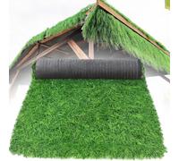 SHAIRMB Fireproof Artificial Thatch Grass Roof, Waterproof Hut Thatch Roofing Roll, Fake Hay Straw, for Patio Pool Beach Tropical Hawaiian Party Decoration,Green,1x3m(39.4x118in)