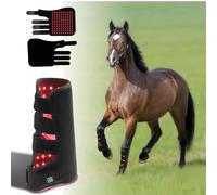 SHAIRMB Horse Equine Red Light Therapy Boots Light Therapy Wrap, LED Red Light Therapy Device, Portable Deep LED Light Therapy Belt, for Horses Muscle and Joint Leg Pain,Black,Left