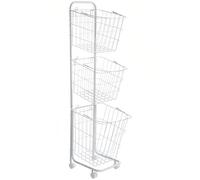 SHAIRMB Laundry Basket, Trolley Removable Washing, Clothes Sorter, Dirty Clothes Collector, Snack And Toy Storage Frame With Braked Pulleys, Freestanding Laundry Basket Rack,White