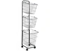 SHAIRMB Laundry Basket, Trolley Removable Washing, Clothes Sorter, Dirty Clothes Collector, Snack And Toy Storage Frame With Braked Pulleys, Freestanding Laundry Basket Rack,Black
