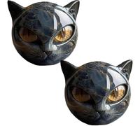 SHAIRMB Luxury Black Cat Stone Sculpture, Black Head Cat Shining Eyes, Exquisite Crystals and Healing Hand Carved, Cute Creative Kitten Cultures, for Home Decoration,Yellow,2pcs