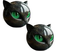 SHAIRMB Luxury Black Cat Stone Sculpture, Black Head Cat Shining Eyes, Exquisite Crystals and Healing Hand Carved, Cute Creative Kitten Cultures, for Home Decoration,Green,2pcs
