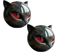 SHAIRMB Marble Stone Resin Cat Head Figurine, Luxury Black Cat Stone Sculpture, Stylish Miniature Home Decoration, Feline Collection & Ready To Give As A Gift,Red,2pcs