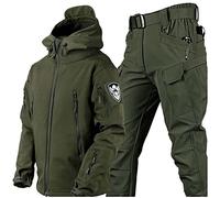 SHAIRMB Men Tactical Uniforms, Military Waterproof Army Combat Suit Sets, Outdoor Shark Skin Warm Suit, Special Forces Plus Velvet Thick Clothing, Hunt Clothes,D,XL