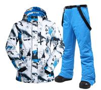 SHAIRMB Men's Winter Windproof Waterproof Snowsuit, Ski Jacket and Pants Set Ski Suit, Winter Hooded Snow Coat 2 Pieces, Insulated Snowsuits for Snow Sport,010,M