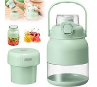 SHAIRMB Portable Blender Juice Cup, Multifunctional Portable Juicer Cup Shakes and Smoothies, Electric Citrus Juicer with Straw and Two Lids, for Kitchen, Home, Travel,Green
