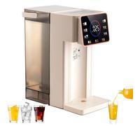 SHAIRMB Portable Water Purifier with Dual Hot and Cold Water Outlets, Desktop Small Instant Water Dispenser, 6 Temperature Settings, 3 L Capacity, 3s Quick Heating, LED Touch Screen,White