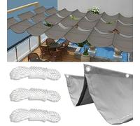 SHAIRMB Retractable Wave Shade Cloth, Waterproof Rectangle Sun Shade Sail, Sunscreen Awning Canopy, 95% UV Block with Rope, for Outdoors Garden Patio Party Sand Yard Lawn,01,2.5x15m(BxL)