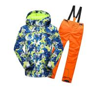 SHAIRMB Snowsuits Child, Hooded Windproof and Waterproof Ski Suit, Boy Fleece Warm Ski Clothes, Winter Hooded Snow Coat 2 Pieces, Snowboarding Snowsuits,002,116/122