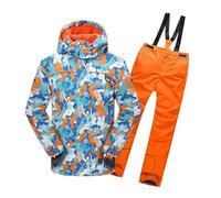 SHAIRMB Snowsuits Child, Hooded Windproof and Waterproof Ski Suit, Boy Fleece Warm Ski Clothes, Winter Hooded Snow Coat 2 Pieces, Snowboarding Snowsuits,027,122/128