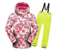 SHAIRMB Snowsuits Child, Hooded Windproof and Waterproof Ski Suit, Boy Fleece Warm Ski Clothes, Winter Hooded Snow Coat 2 Pieces, Snowboarding Snowsuits,029,110