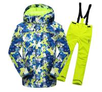 SHAIRMB Snowsuits Child, Hooded Windproof and Waterproof Ski Suit, Boy Fleece Warm Ski Clothes, Winter Hooded Snow Coat 2 Pieces, Snowboarding Snowsuits,019,146/152