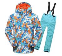SHAIRMB Snowsuits Child, Hooded Windproof and Waterproof Ski Suit, Boy Fleece Warm Ski Clothes, Winter Hooded Snow Coat 2 Pieces, Snowboarding Snowsuits,016,170/176