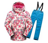 SHAIRMB Snowsuits Child, Hooded Windproof and Waterproof Ski Suit, Boy Fleece Warm Ski Clothes, Winter Hooded Snow Coat 2 Pieces, Snowboarding Snowsuits,013,146/152