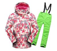 SHAIRMB Snowsuits Child, Hooded Windproof and Waterproof Ski Suit, Boy Fleece Warm Ski Clothes, Winter Hooded Snow Coat 2 Pieces, Snowboarding Snowsuits,025,110