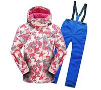 SHAIRMB Snowsuits Child, Hooded Windproof and Waterproof Ski Suit, Boy Fleece Warm Ski Clothes, Winter Hooded Snow Coat 2 Pieces, Snowboarding Snowsuits,022,134/140