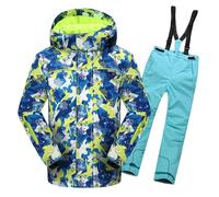 SHAIRMB Snowsuits Child, Hooded Windproof and Waterproof Ski Suit, Boy Fleece Warm Ski Clothes, Winter Hooded Snow Coat 2 Pieces, Snowboarding Snowsuits,012,122/128