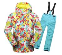 SHAIRMB Snowsuits Child, Hooded Windproof and Waterproof Ski Suit, Boy Fleece Warm Ski Clothes, Winter Hooded Snow Coat 2 Pieces, Snowboarding Snowsuits,003,158/164