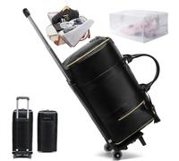 SHAIRMB Travel Bag with Removable Wheels(Optional), High Capacity Bag with Shoe Compartment, PU Leather Waterproof Trolley bag, for Boarding Large Capacity,all black,Trolley bag