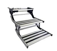 ShaiVrissian Aluminum Manual Pull out Step,Folding Caravan Stairs with Light,Non-slip Grip Easy Bolt Assembly,High Strength Aluminum Alloy,200kg,For Motorhome and Campervan Electric-2Step