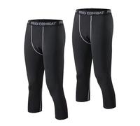 SHAIYOU 2 Pcs Mens 3/4 Compression Pants, Cool Dry Base Layer Trousers Leggings for Gym Training Running Workout Sports Yoga Basketball (Black Gray 3/4,4XL)