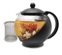 SHAIYOU Half Moon Teapot with Removable Infuser,Borosilicate Glass Tea Maker,Stainless Steel Filter,Dishwasher Safe,Black (750ML)